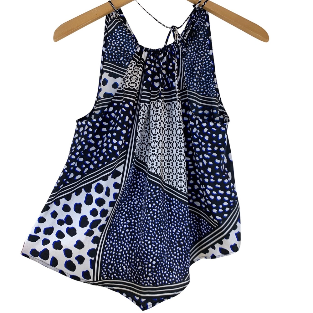 Mixed Animal Print Halter Top Small Boho Eclectic Womens scarf asymmetrical airy
